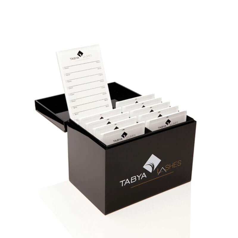 Boite rangement palettes extensions de cils Tabya Lashes. Boîte avec palettes extension de cils